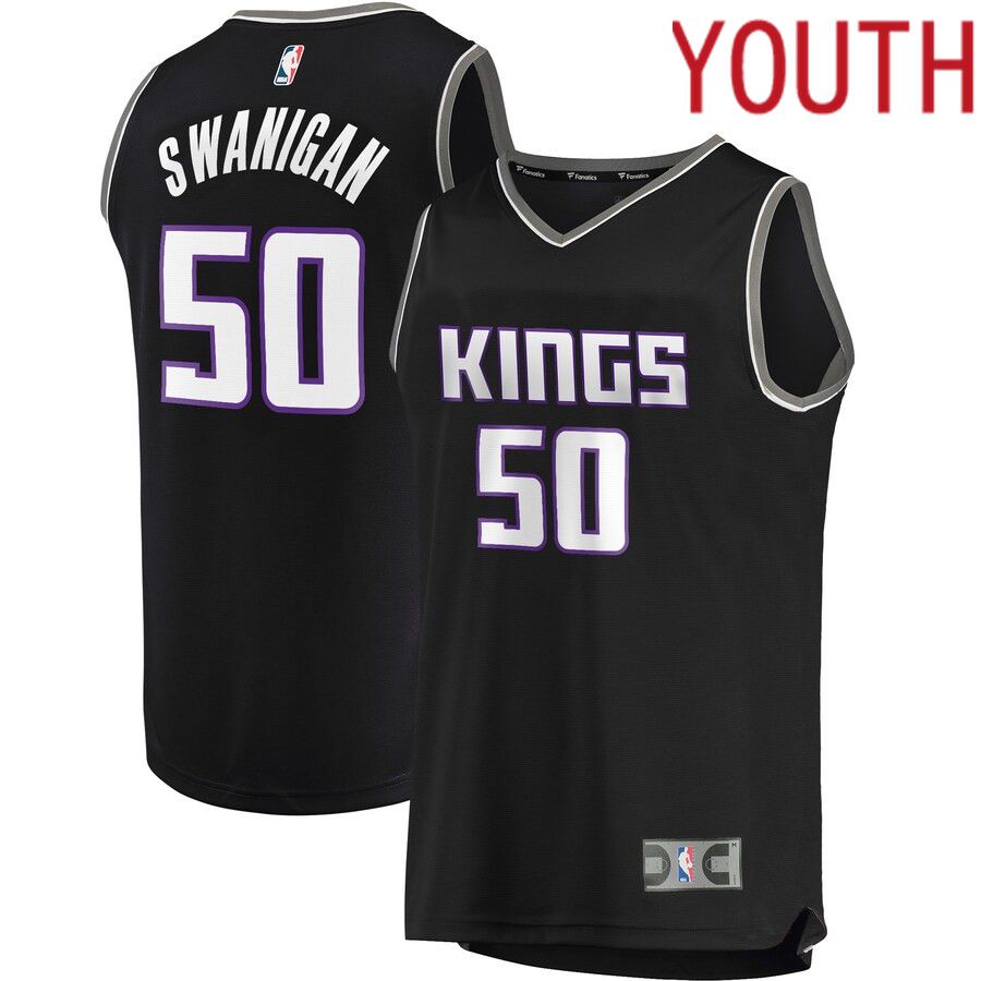 Youth Sacramento Kings #50 Caleb Swanigan Fanatics Branded Black Fast Break Replica Player NBA Jersey